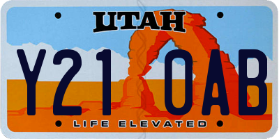 UT license plate Y210AB