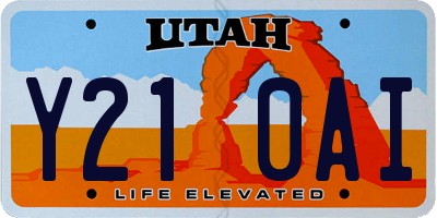 UT license plate Y210AI