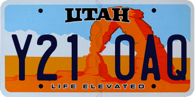 UT license plate Y210AQ