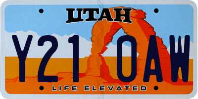 UT license plate Y210AW