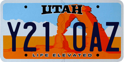 UT license plate Y210AZ