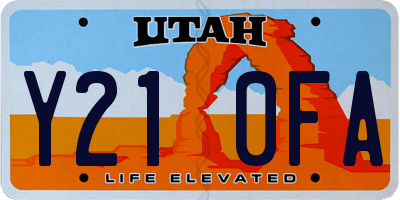 UT license plate Y210FA