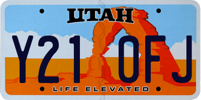 UT license plate Y210FJ