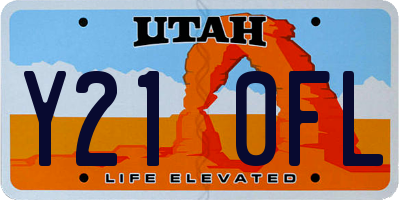 UT license plate Y210FL