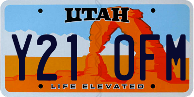 UT license plate Y210FM