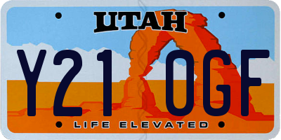 UT license plate Y210GF