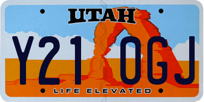 UT license plate Y210GJ