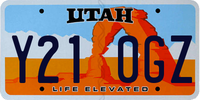 UT license plate Y210GZ