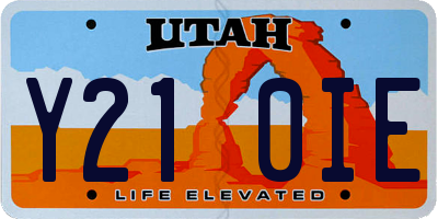 UT license plate Y210IE