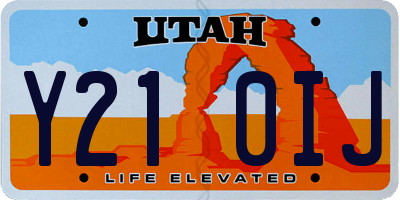 UT license plate Y210IJ