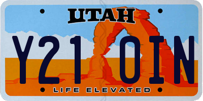 UT license plate Y210IN
