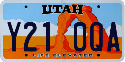 UT license plate Y210QA