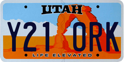 UT license plate Y210RK