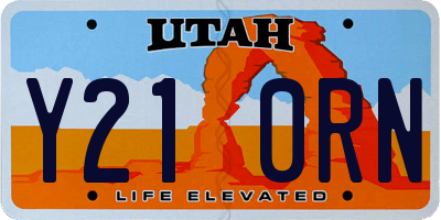 UT license plate Y210RN