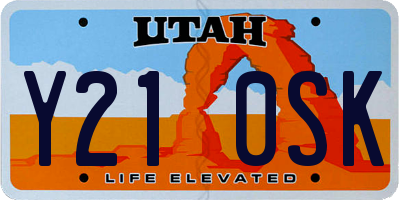 UT license plate Y210SK