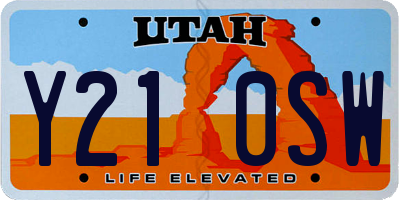 UT license plate Y210SW