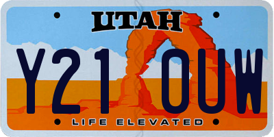 UT license plate Y210UW