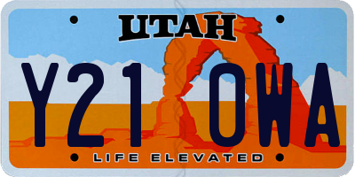UT license plate Y210WA