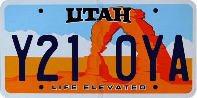 UT license plate Y210YA