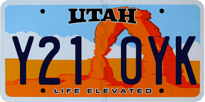 UT license plate Y210YK