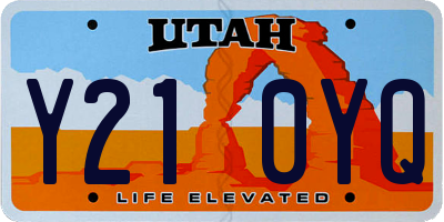 UT license plate Y210YQ