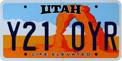 UT license plate Y210YR
