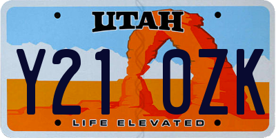 UT license plate Y210ZK