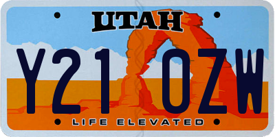 UT license plate Y210ZW