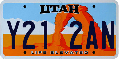 UT license plate Y212AN