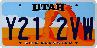 UT license plate Y212VW