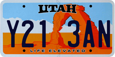 UT license plate Y213AN