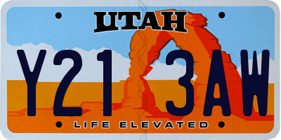 UT license plate Y213AW