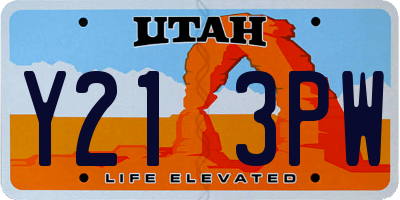 UT license plate Y213PW