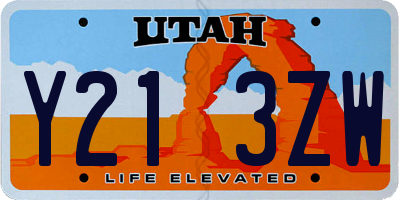 UT license plate Y213ZW