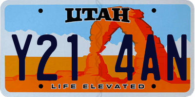 UT license plate Y214AN