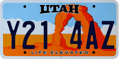 UT license plate Y214AZ