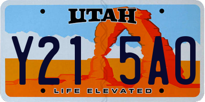 UT license plate Y215AO