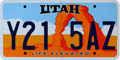 UT license plate Y215AZ