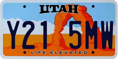 UT license plate Y215MW