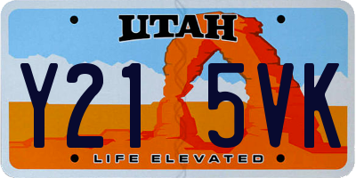 UT license plate Y215VK