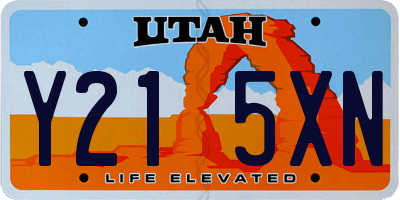 UT license plate Y215XN