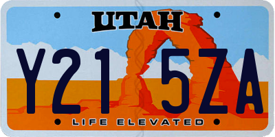 UT license plate Y215ZA