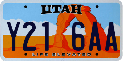 UT license plate Y216AA