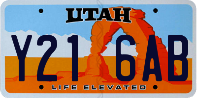 UT license plate Y216AB