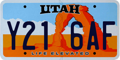UT license plate Y216AF