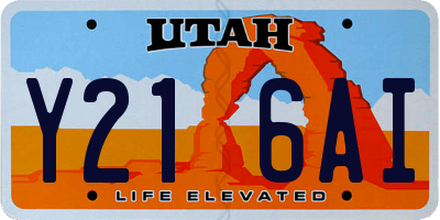 UT license plate Y216AI