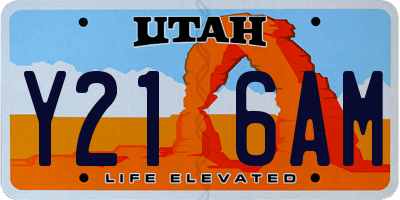 UT license plate Y216AM