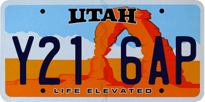 UT license plate Y216AP