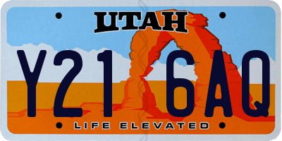 UT license plate Y216AQ