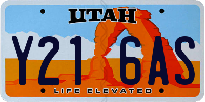 UT license plate Y216AS